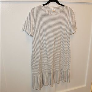 Grey and white striped T-shirt dress